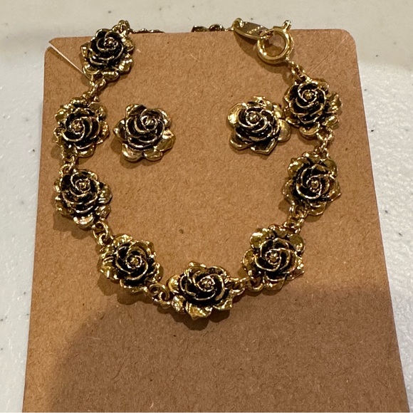 Vintage Rose Flower Jewelry Set – Earrings, Bracelet & Necklace For Valentine’s Day & Gifts - View #7